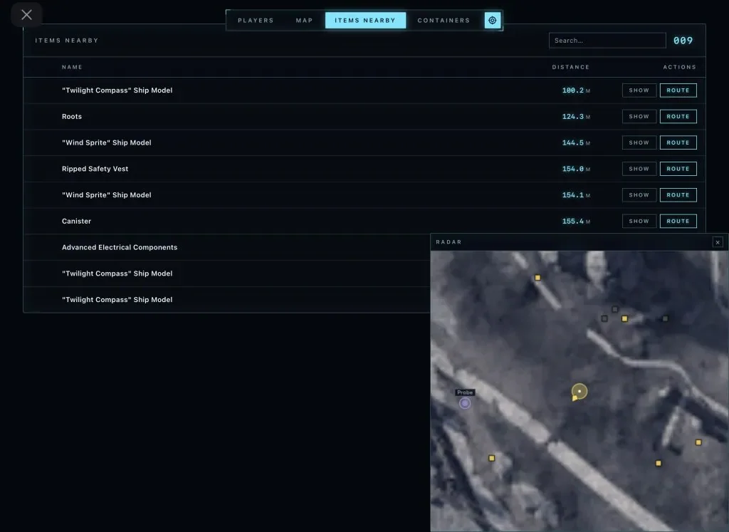 ARC Raiders browser radar: gameplay with the cheat active