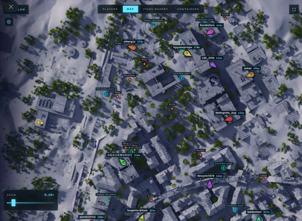 ARC Raiders browser radar: gameplay with the cheat active