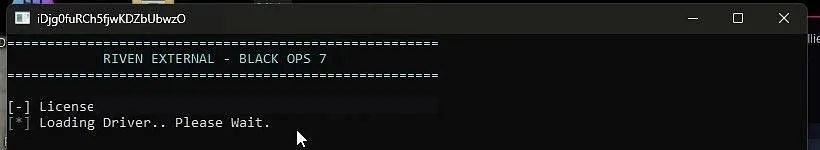The Riven console loading the driver, please wait