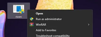 Right-clicking the Riven loader and choosing Run as administrator