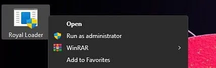 Right-clicking the Royal loader and choosing Run as administrator