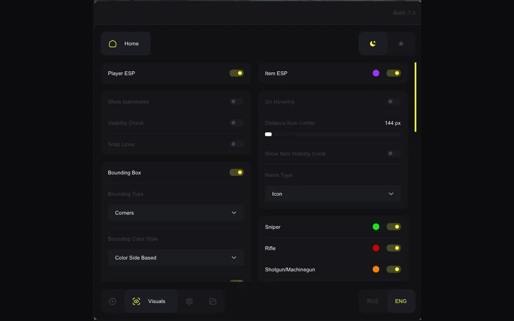 Counter-Strike 2 Ares ESP menu with player boxes, health and armor bars, skeleton and weapon ESP