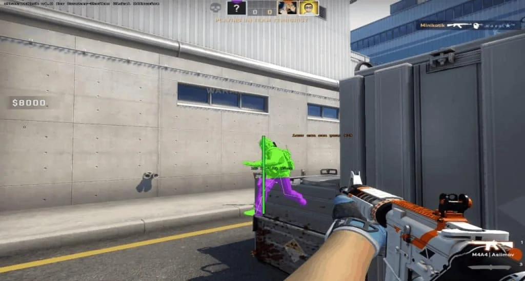 Counter-Strike 2 gameplay with Fecurity enemy-only ESP marking players through cover