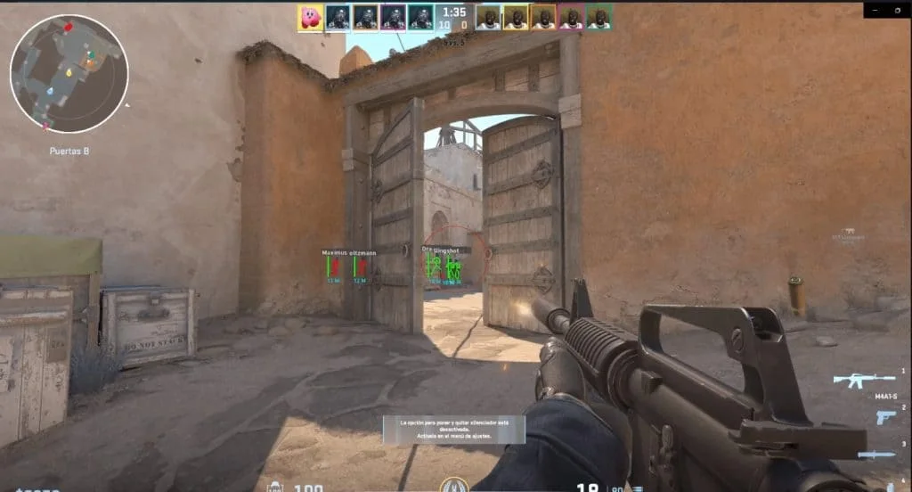Counter-Strike 2 gameplay with Hyperion ESP boxing enemies through a doorway