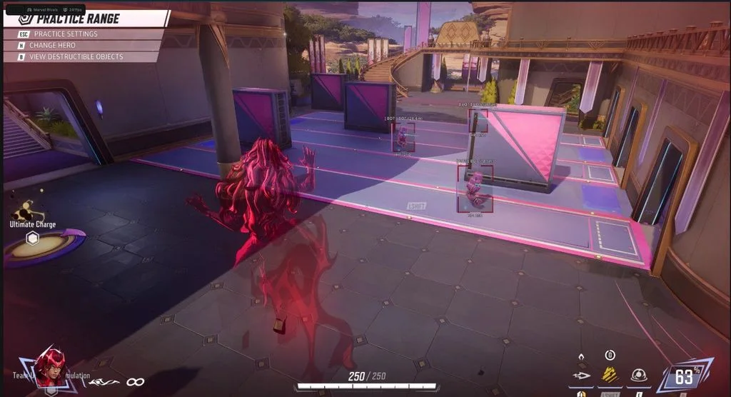 Ares ESP drawing boxes, health and distance on multiple enemies in the practice range