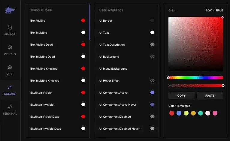 Marvel Rivals Fecurity colours menu setting custom box and skeleton ESP colours