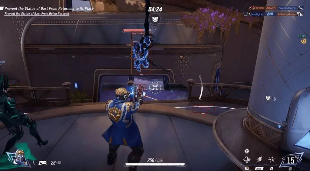 Marvel Rivals Fecurity ESP drawing a box and skeleton on an enemy hero with distance