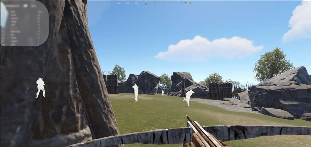 Rust Stealth Lite chams marking several enemy players white during a fight